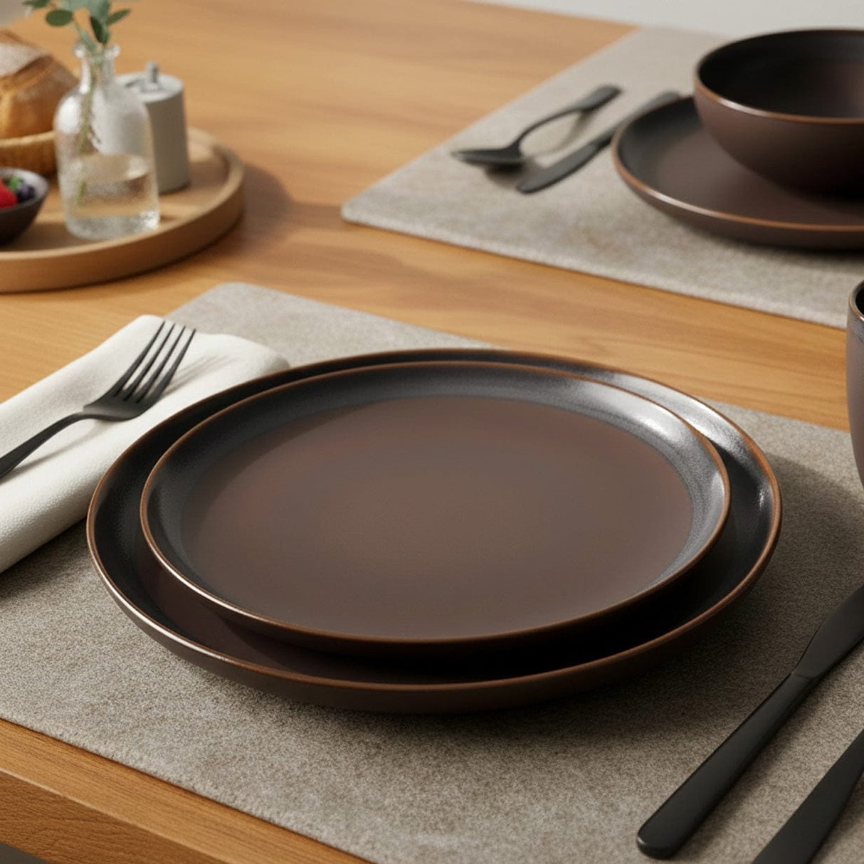Assiette à entrée en grès marron portugais Assiette à entrée en grès "Café" - 22cm