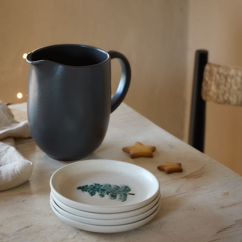 Assiette à entrée ou dessert en grès pour noël Assiettes en grés "Éléments" 16cm - Lot de 4