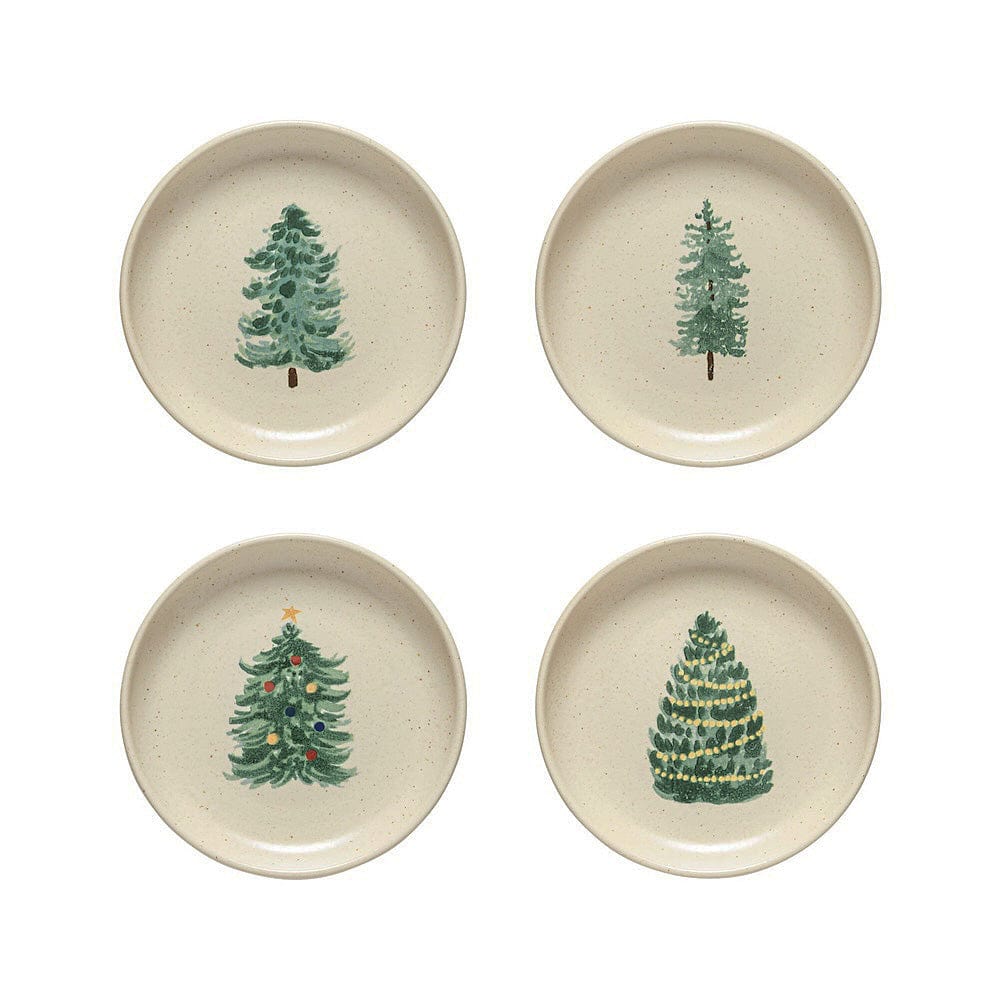 Assiette à entrée ou dessert en grès pour noël Assiettes en grés "Éléments" 16cm - Lot de 4