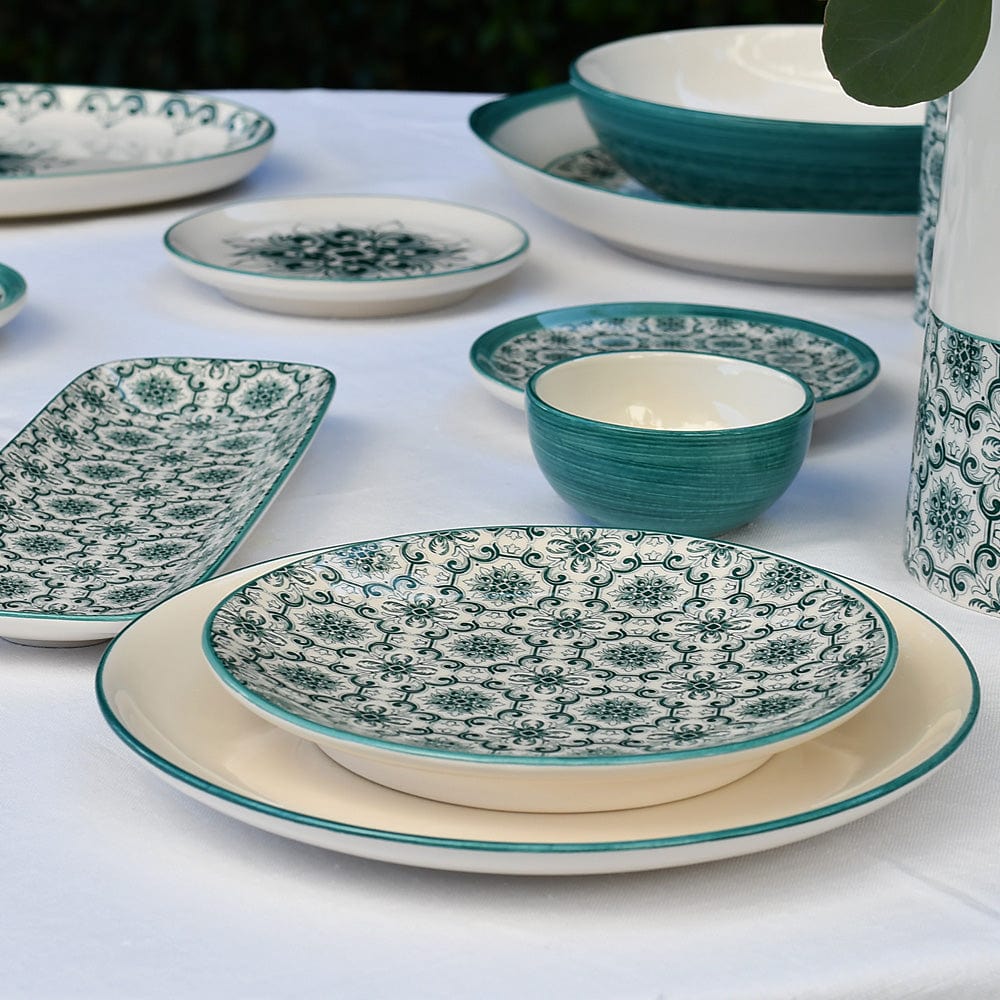 Assiette à pain motifs azulejos verts version 1 Assiette en céramique "Padrão" 12cm - Verte