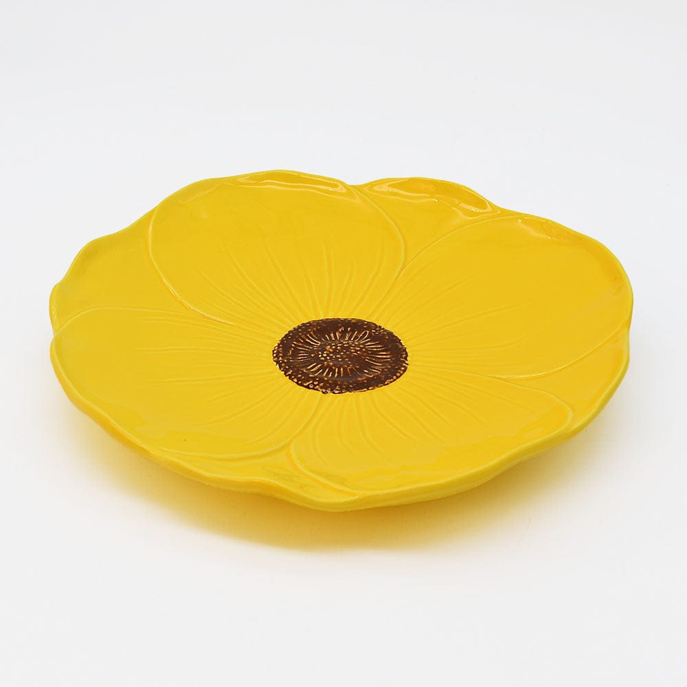Assiette jaune en forme de fleur Assiette en céramique "Papoila" 27cm - Jaune