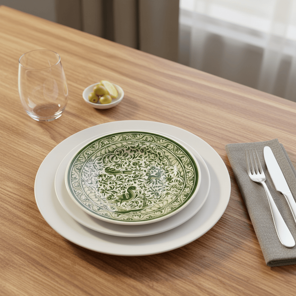 Assiette verte en céramique de Coimbra - 22cm Assiette en céramique de Coimbra - 22cm