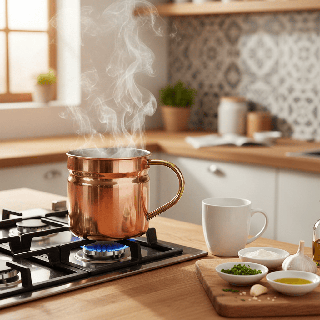 Authentique pot à lait en cuivre portugais Pot à lait en cuivre