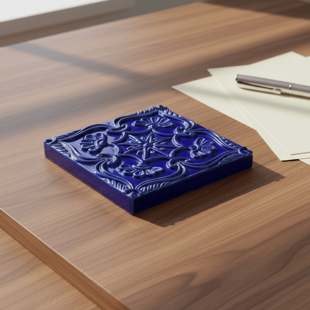 Azulejo à relief bleu cobalt du Portugal Azulejo Padrão à relief