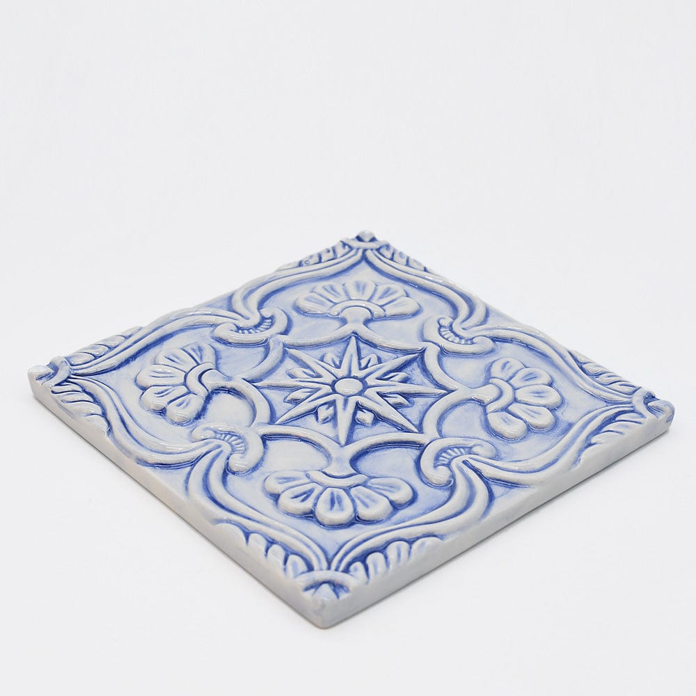 Azulejo en relief du Portugal I Bleu clair Azulejo Padrão à relief