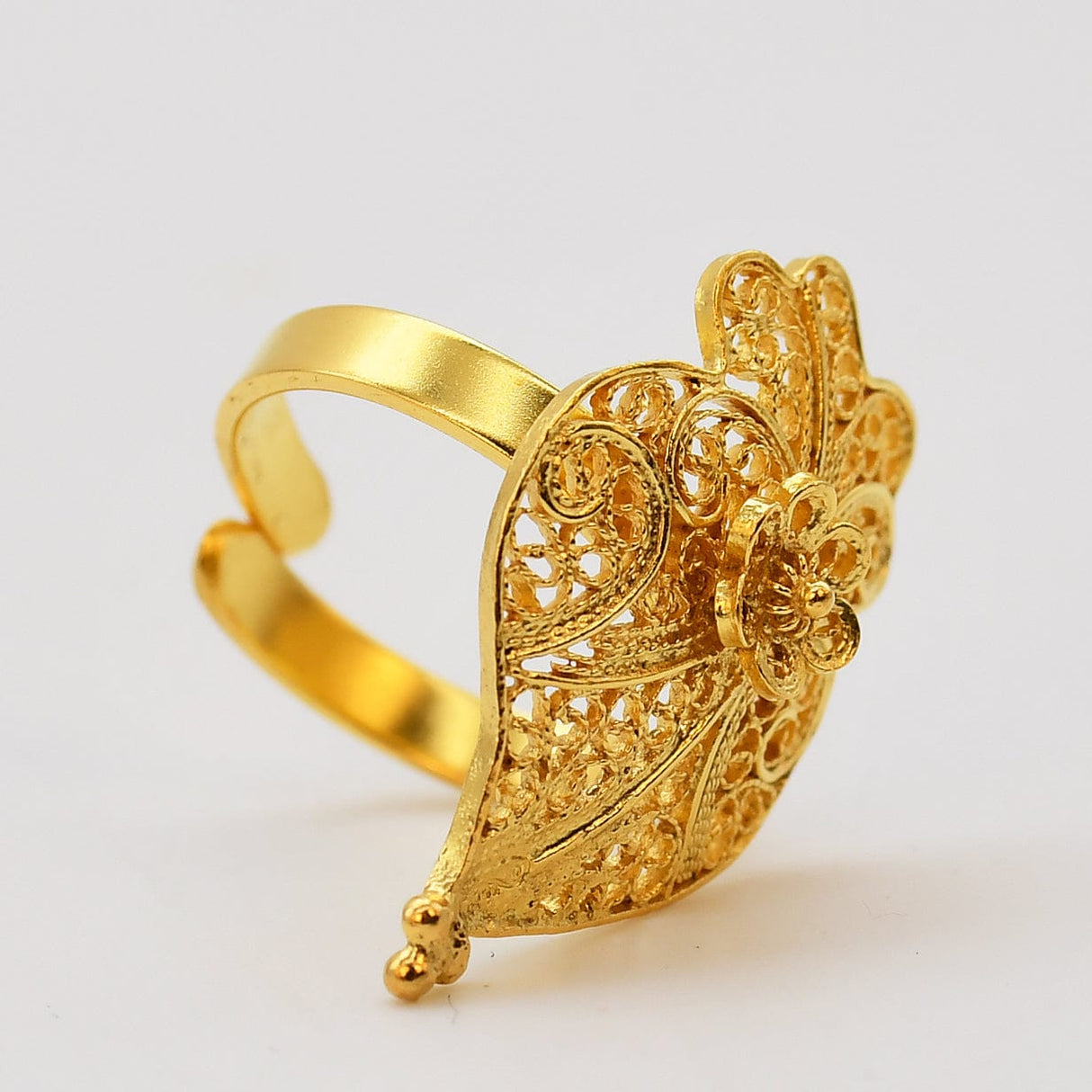 Bague coeur de Viana en filigrane d'argent I Vente en ligne Coração de Viana I Bague en argent doré