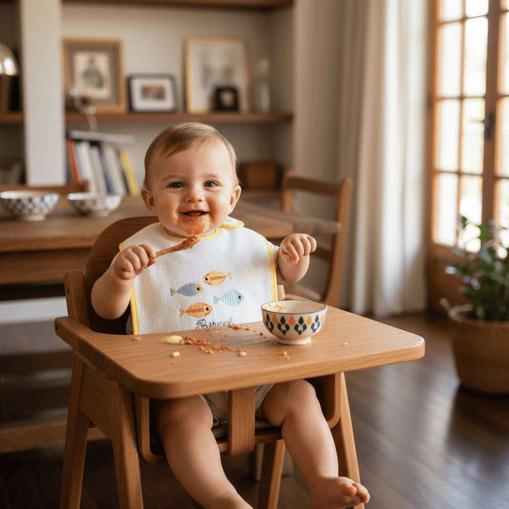 Bavoir jaune en coton aux motifs sardines portugaises Bavoir en coton "Sardinhas" - Jaune