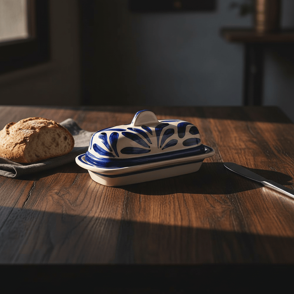 Beurrier en céramique portugaise bleu Beurrier en céramique "Andorinha" - Bleu