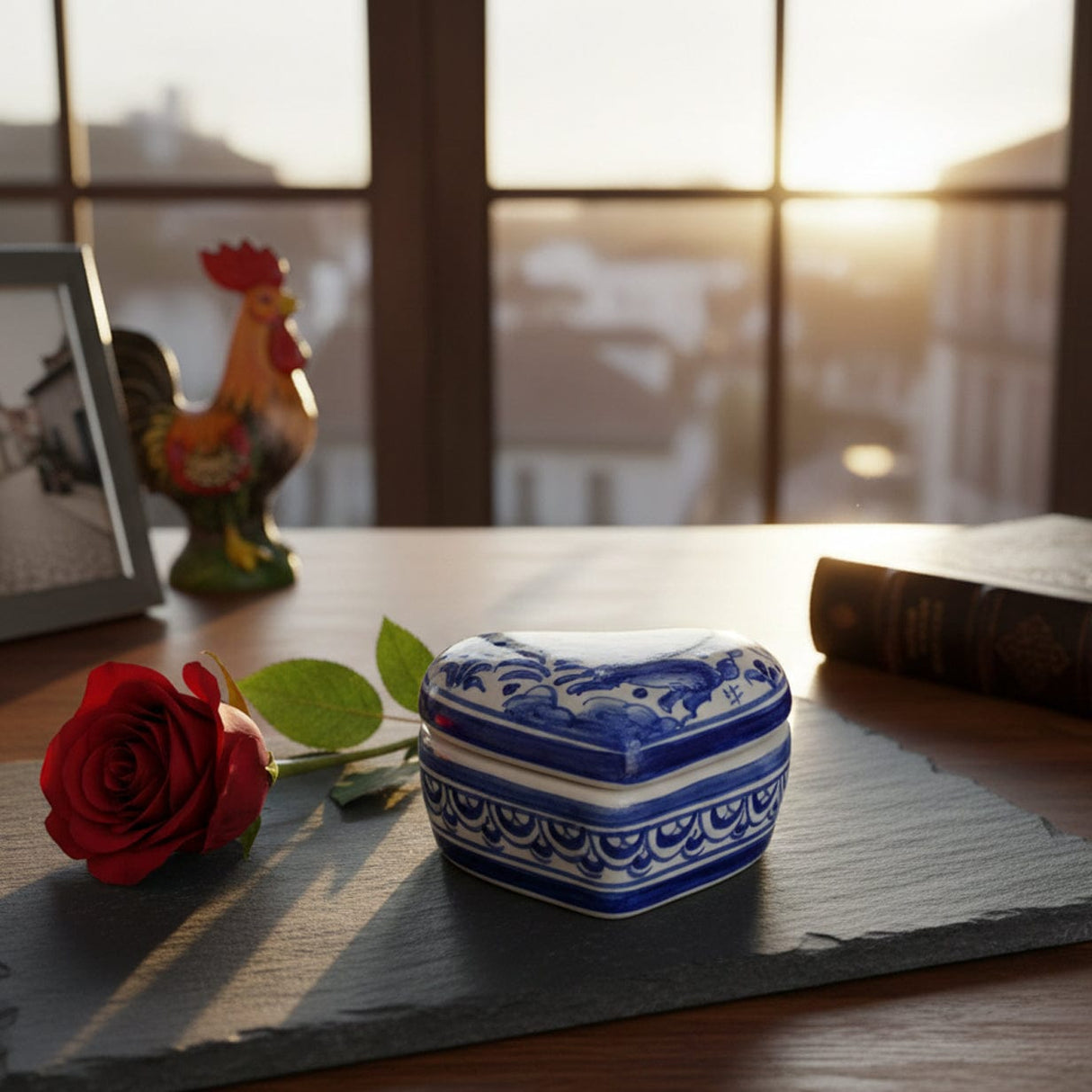 Boite de rangement en céramique de Coimbra Boite en céramique de Coimbra en forme de coeur