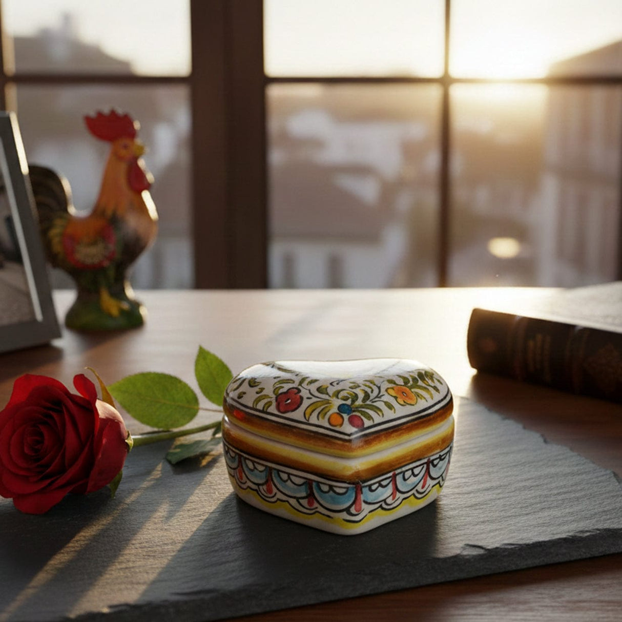 Boite en céramique de Coimbra Boite en céramique de Coimbra en forme de coeur