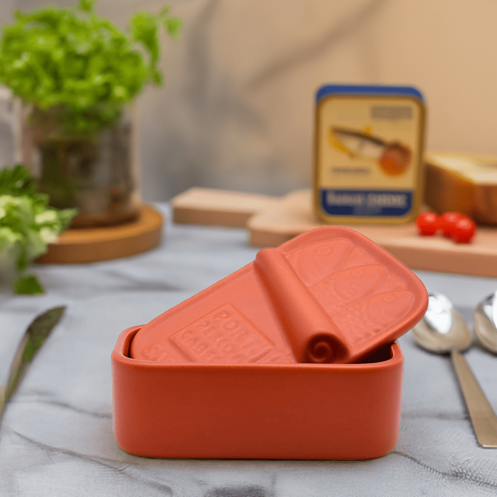 Boite en terre cuite en forme de conserve de sardines Boite en céramique "Sardinhas" - Terracotta