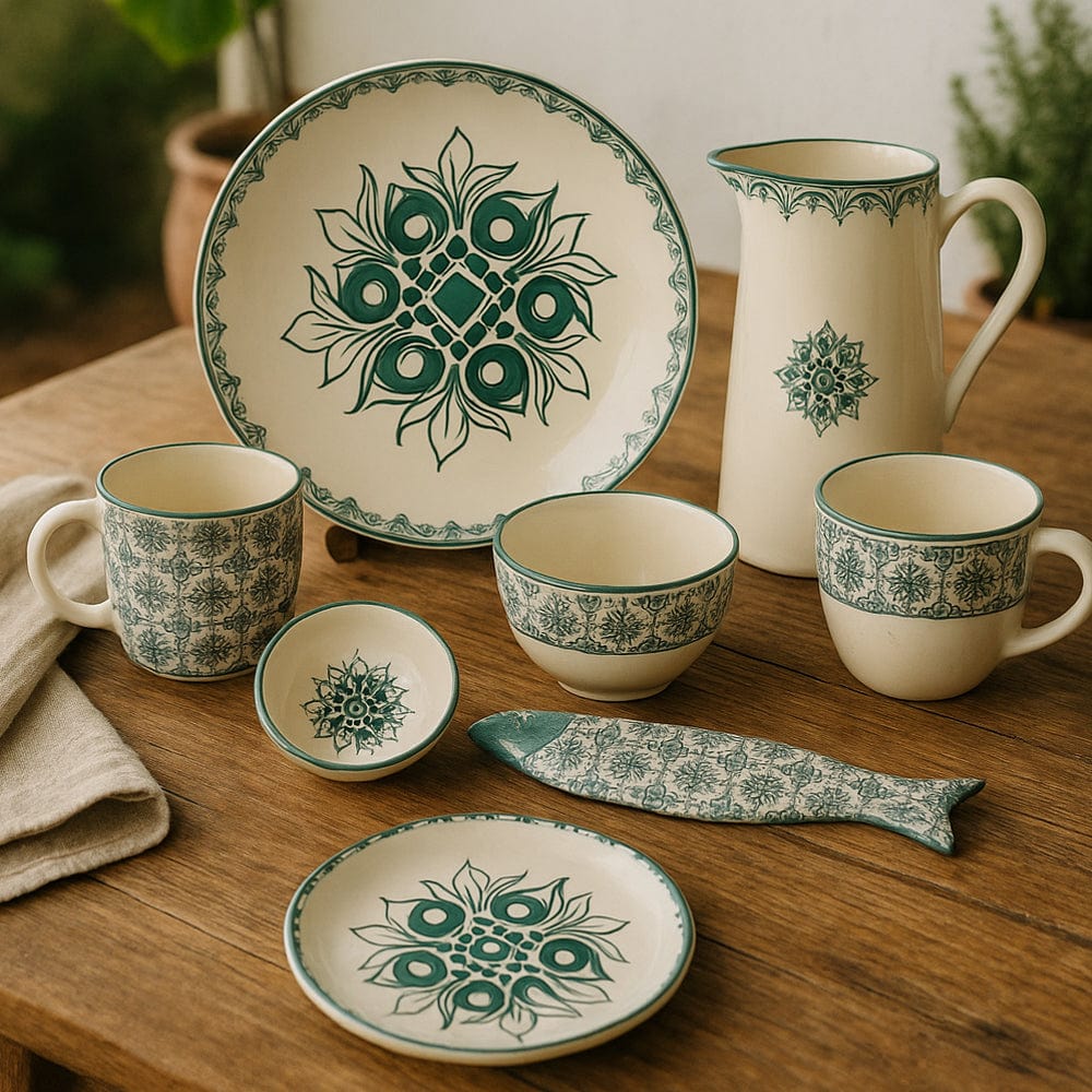 Bol en céramique aux motifs azulejos verts Bol en céramique "Brasão" 13cm - Vert