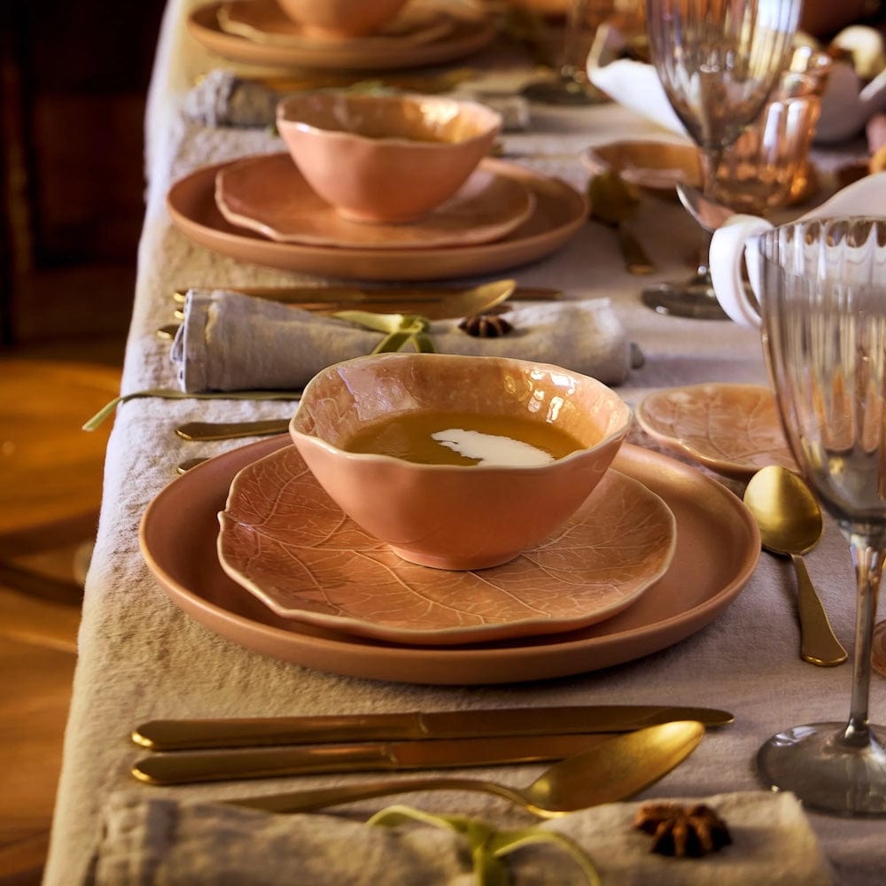 Bol orange feuille de chou en grès | Fabriquée au Portugal Bol en grès en forme de chou - Orange
