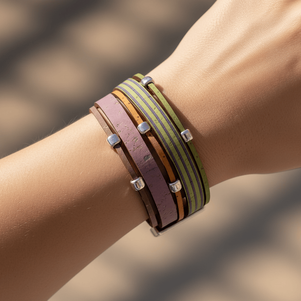 Bracelet en liège 5 lanières – Artisanal portugais vegan Bracelet en liège 5 lanières