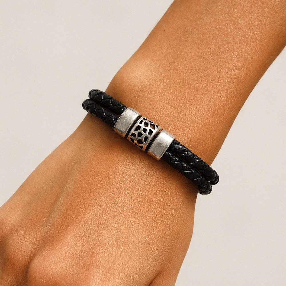 Bracelet en liège tressé noir – Unisexe, élégant et artisanal Bracelet en liège tressé unisexe - Noir