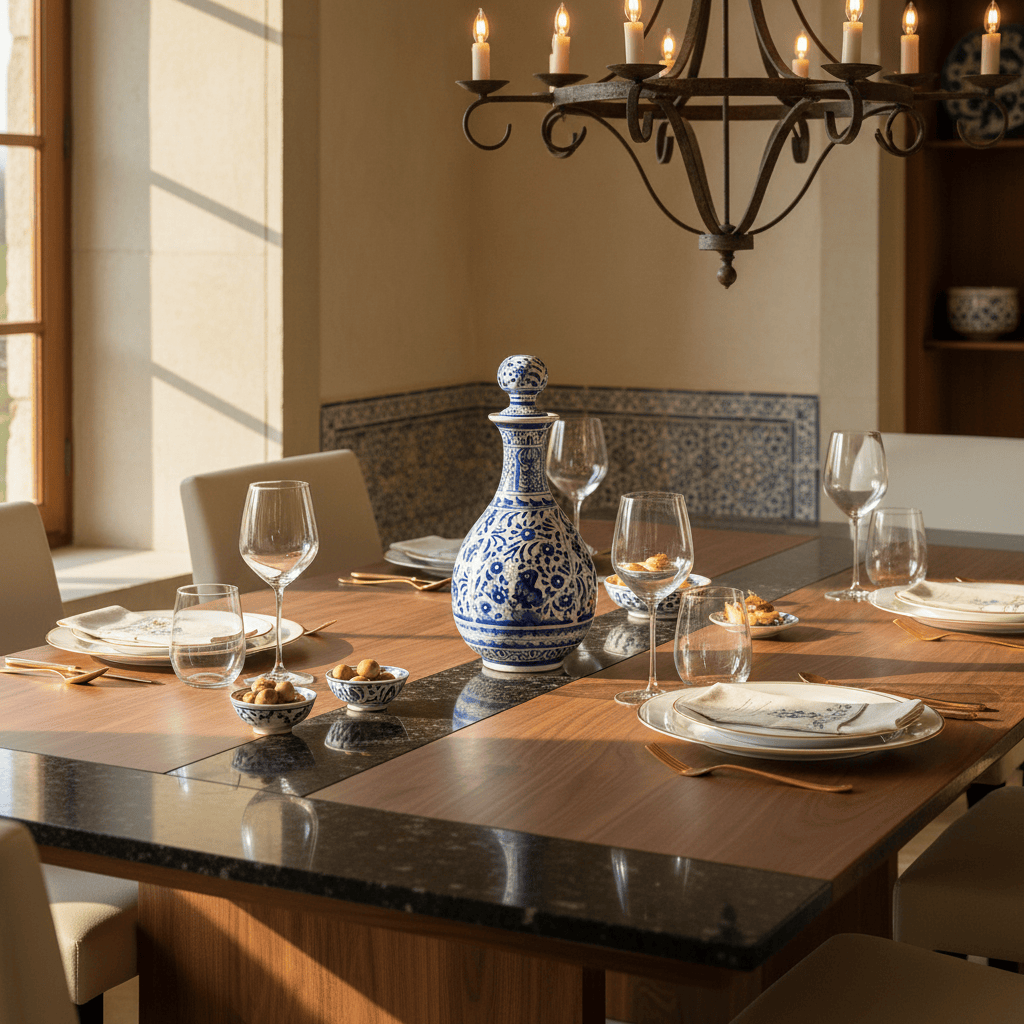 Carafe bleue en céramique de Coimbra peinte à la main Carafe en céramique de Coimbra