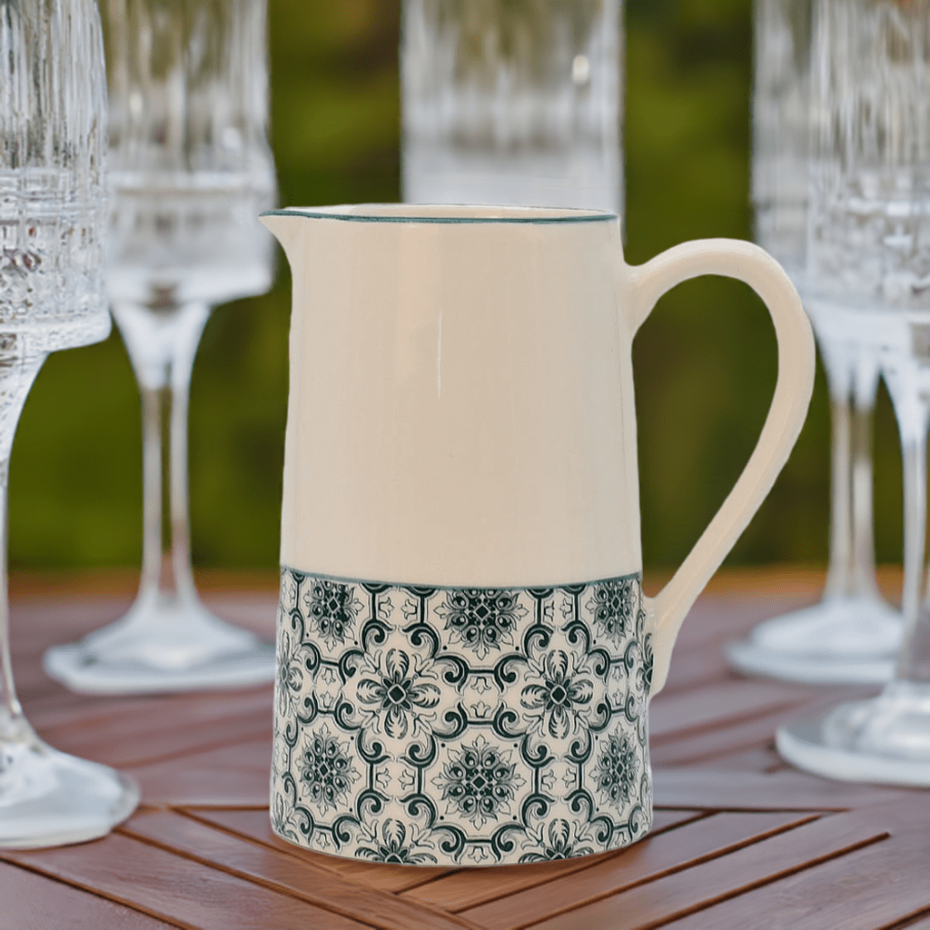 Carafe en céramique verte motifs azulejos Carafe en céramique "Padrão" - Verte