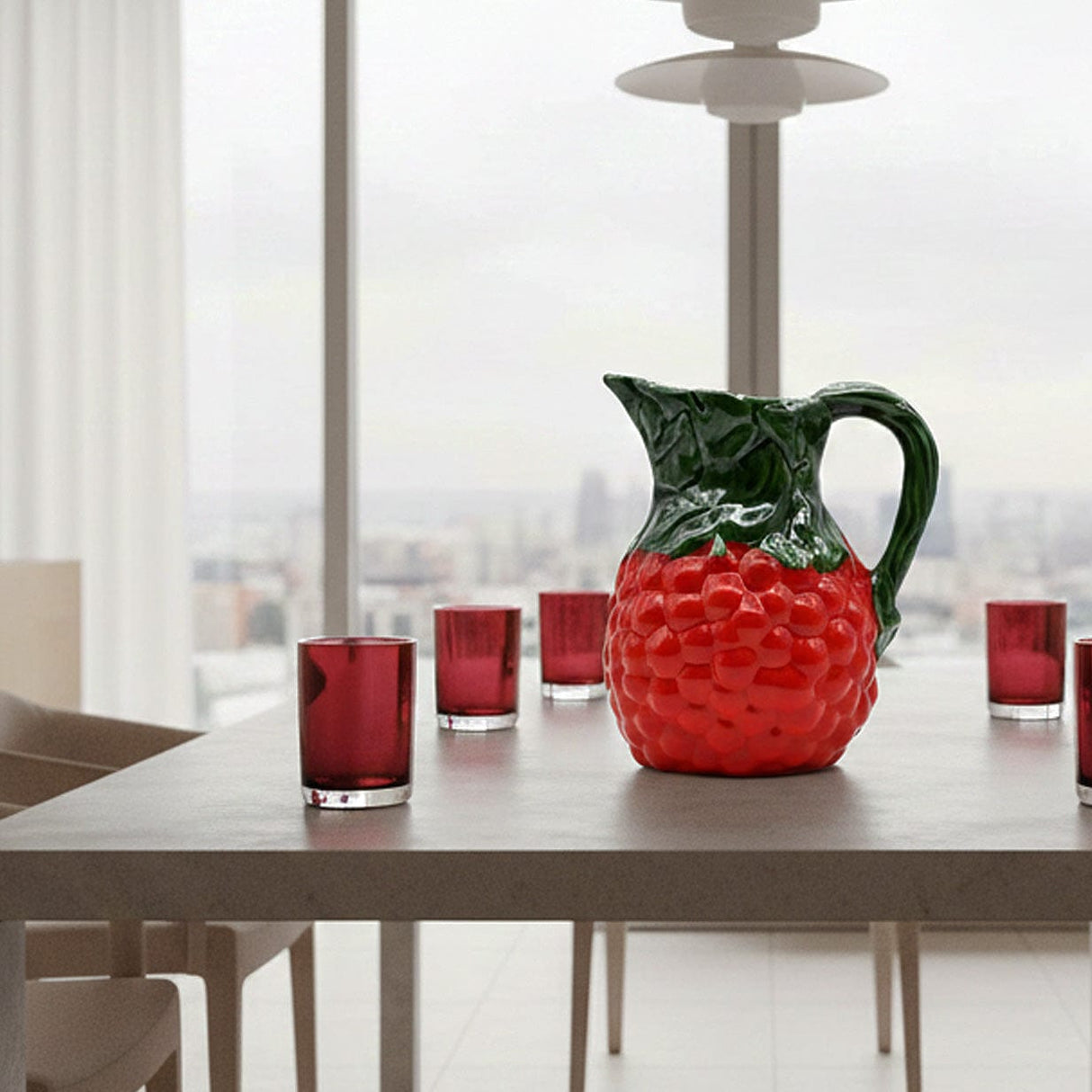 Carafe rouge en céramique en forme de grappe de raisin Carafe en céramique "Uvas" - Rouge