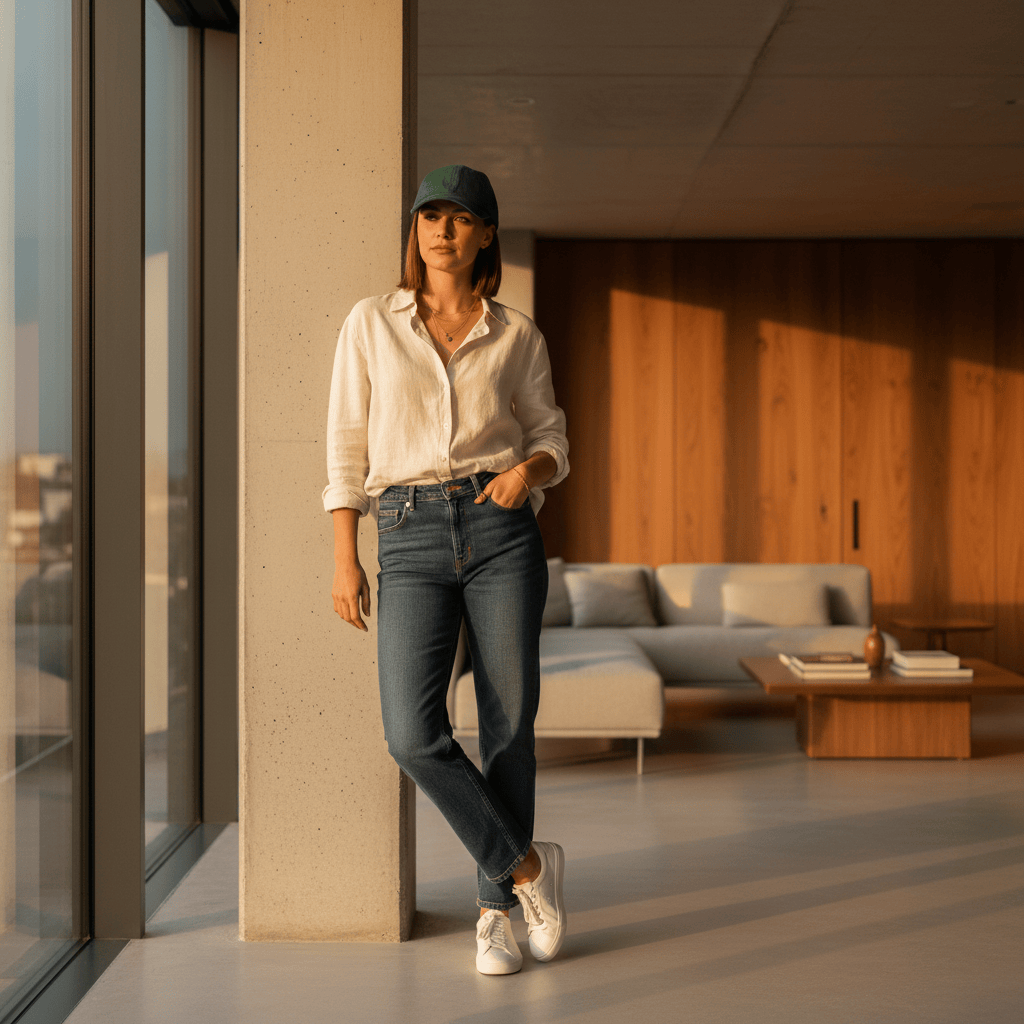 Casquette Gavroche en lin Bleu Denim Casquette en lin - Verte