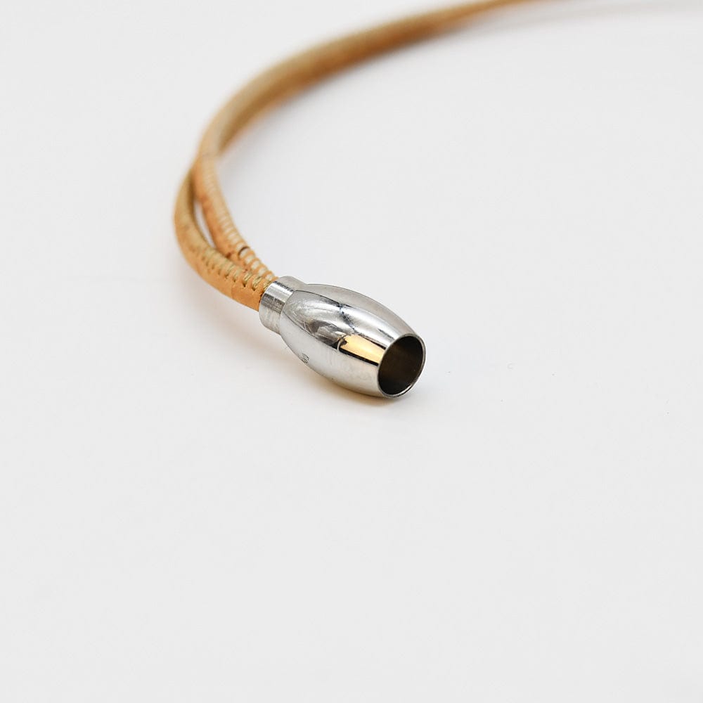 Collier en liège et 4 perles roses Collier en liège et perles - Rose