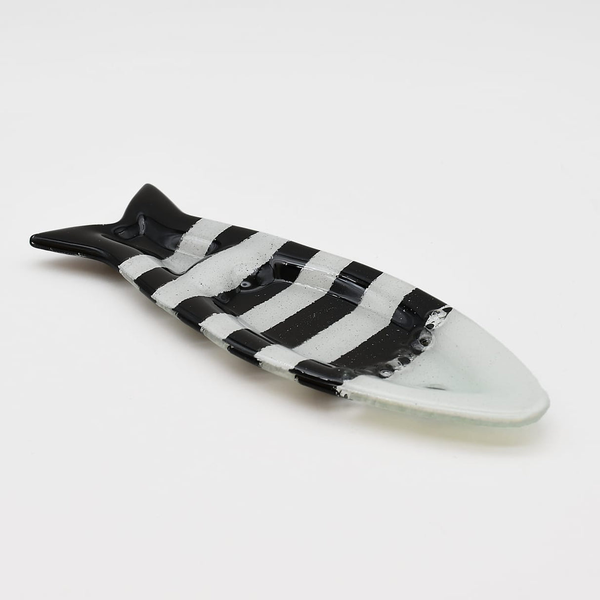 Coupe à olive verre fusionné noir blanc rayé – apéritif portugais Coupe à olive en verre - Noir