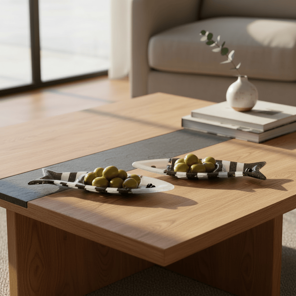 Coupe à olive verre fusionné noir blanc rayé – apéritif portugais Coupe à olive en verre - Noir