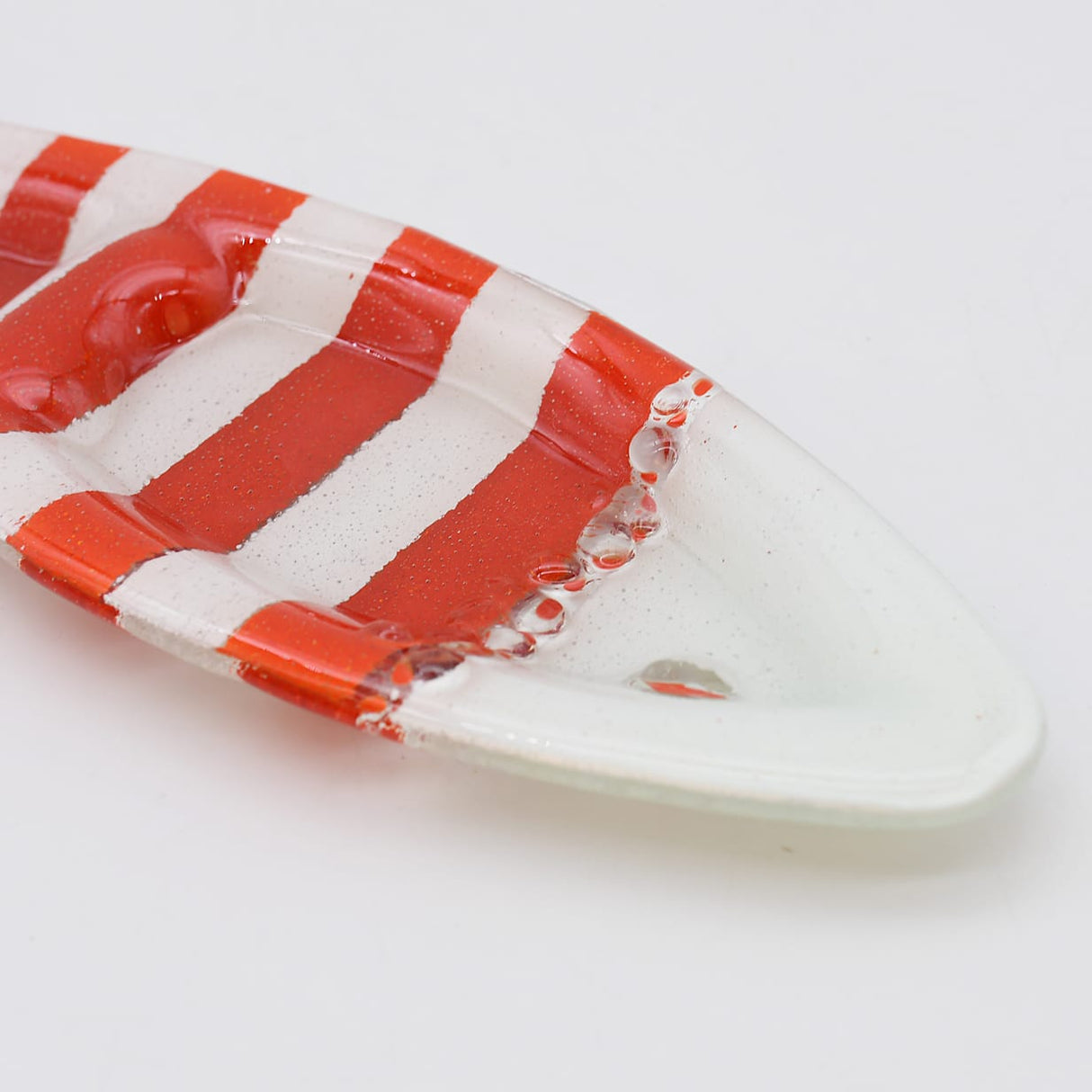 Coupe à olive verre fusionné rouge blanc rayé – apéritif portugais Coupe à olive en verre - Rouge