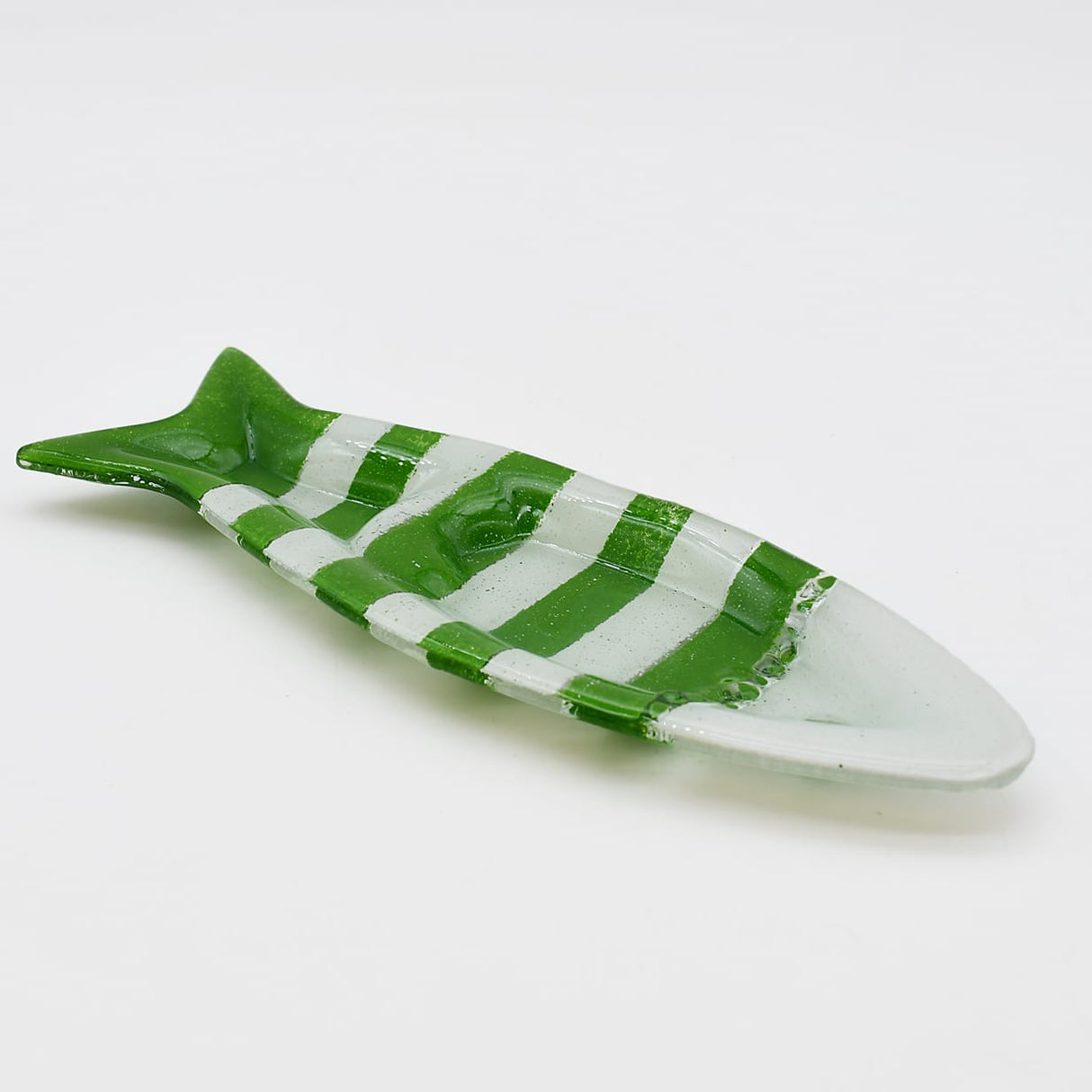 Coupe à olive verre fusionné vert blanc rayé – apéritif portugais Coupe à olive en verre - Vert