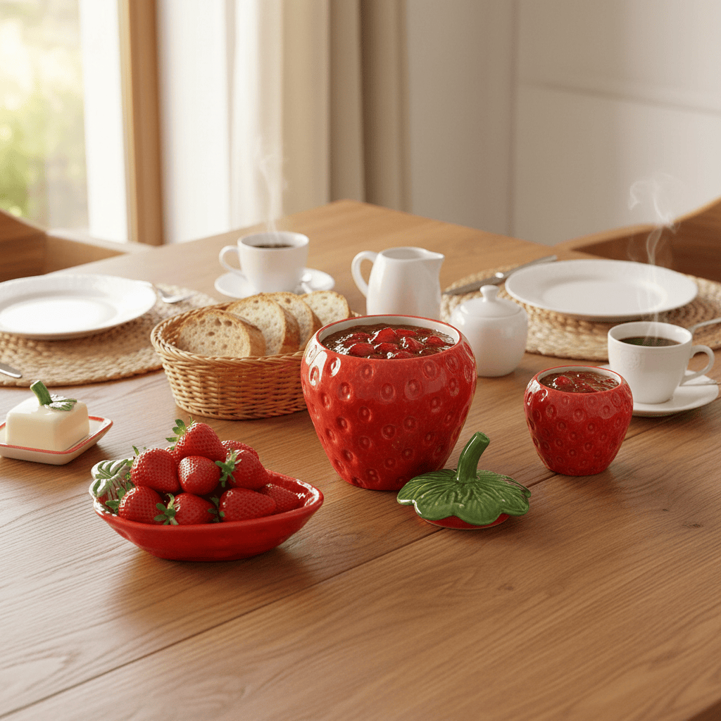 Coupe en forme de fraise I Vaisselle portugaise Petit plat de service en céramique en forme de fraise