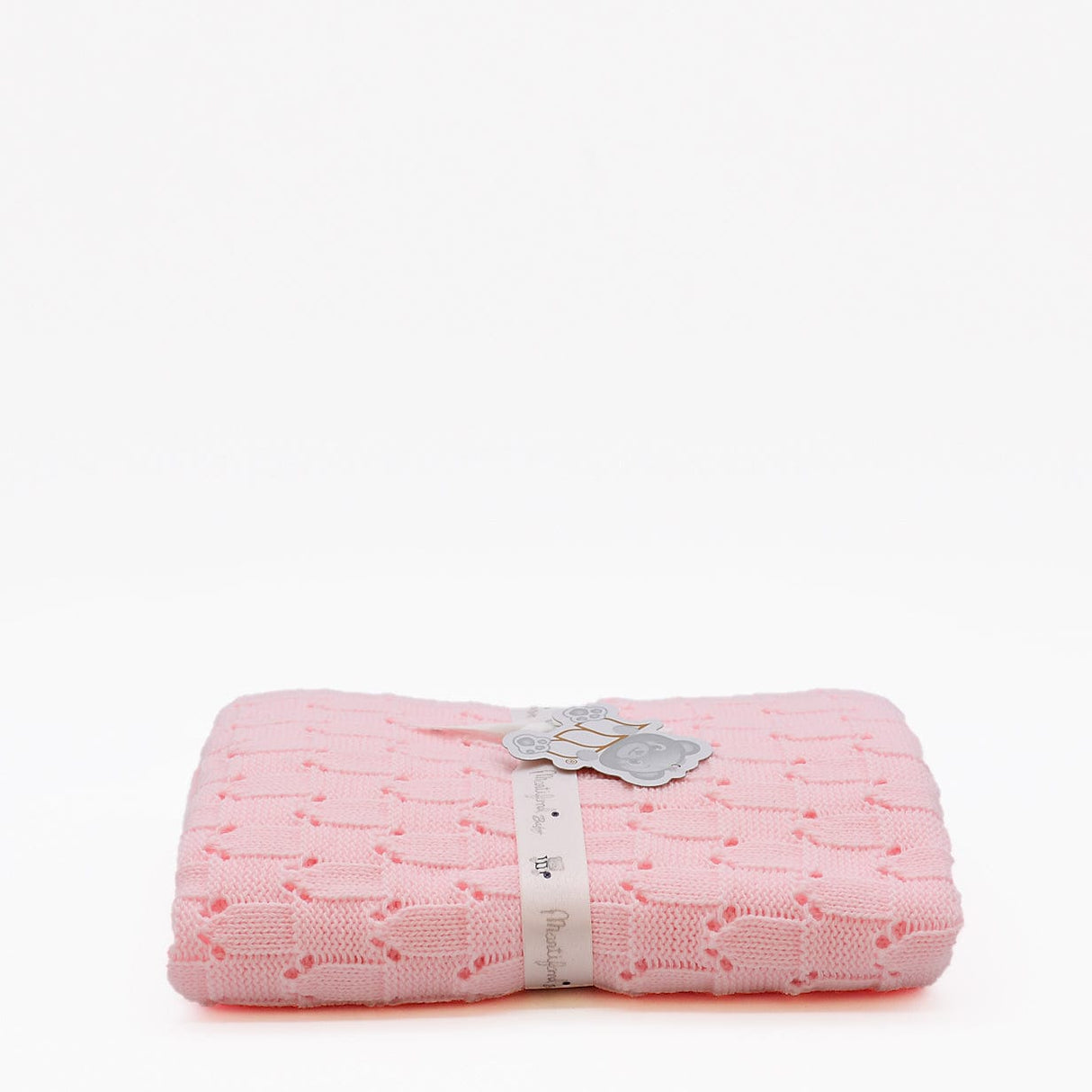 Doudou jaune en coton aux motifs sardines portugaises Couverture en tricot - Rose
