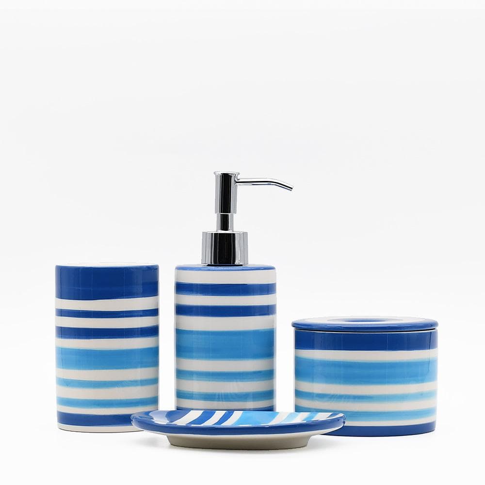Ensemble de 3 soliflores verts I Vases en céramique du Portugal Ensemble de salle de bains - Bleu
