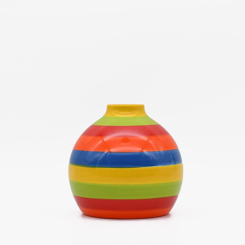 Ensemble de 3 vases rayés multicolores