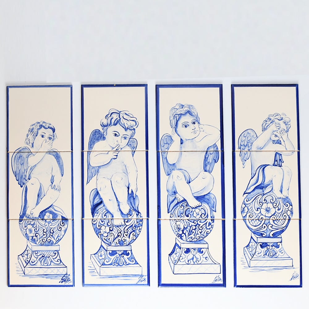 Fresque d'azulejos d'anges chérubins Fresque d'azulejos "Anjo Barroco"- 4 modèles