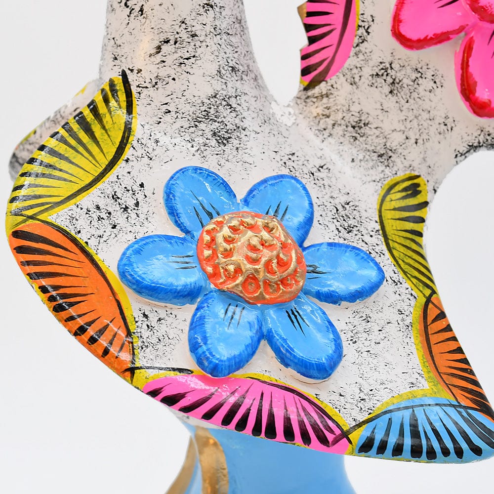 Grand Coq du Portugal blanc en terre cuite Prazeres Cota Coq de Barcelos 40cm blanc - Prazeres Côta