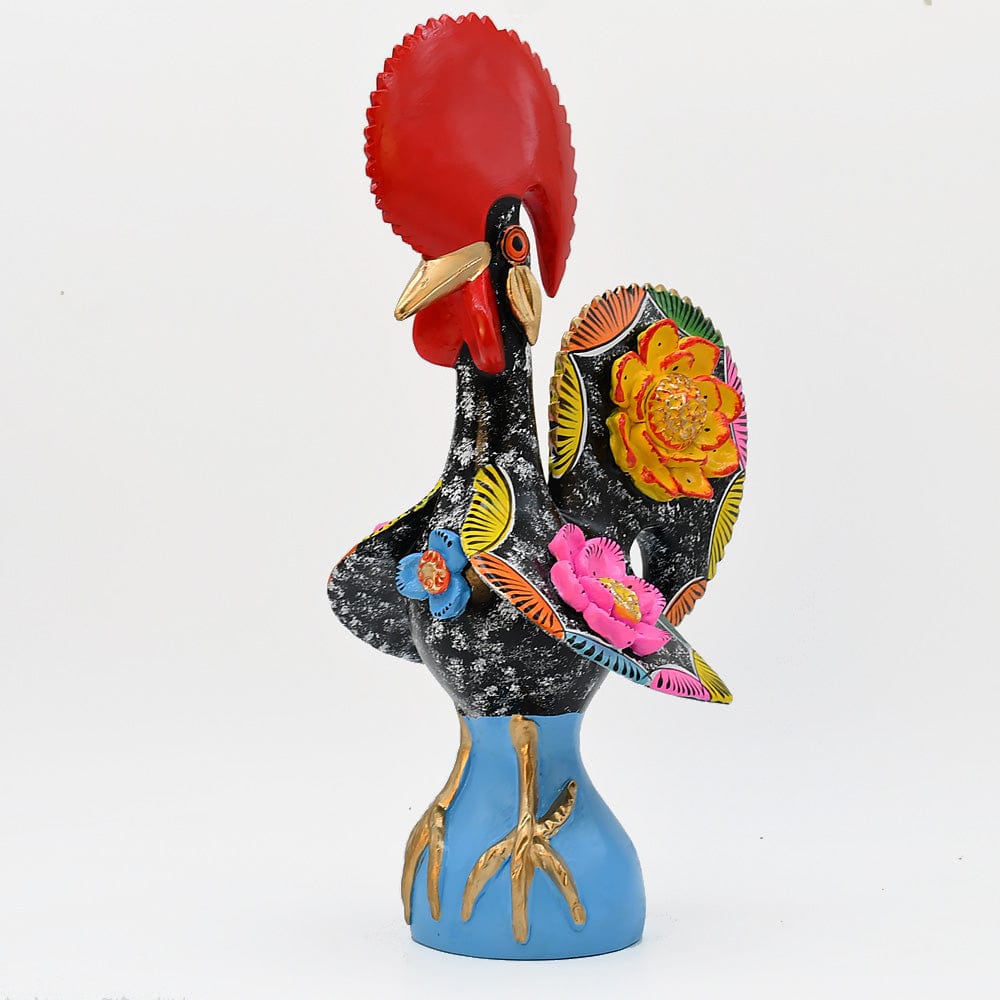 Grand Coq du Portugal noir en terre cuite Prazeres Cota Coq de Barcelos 40cm noir - Prazeres Côta