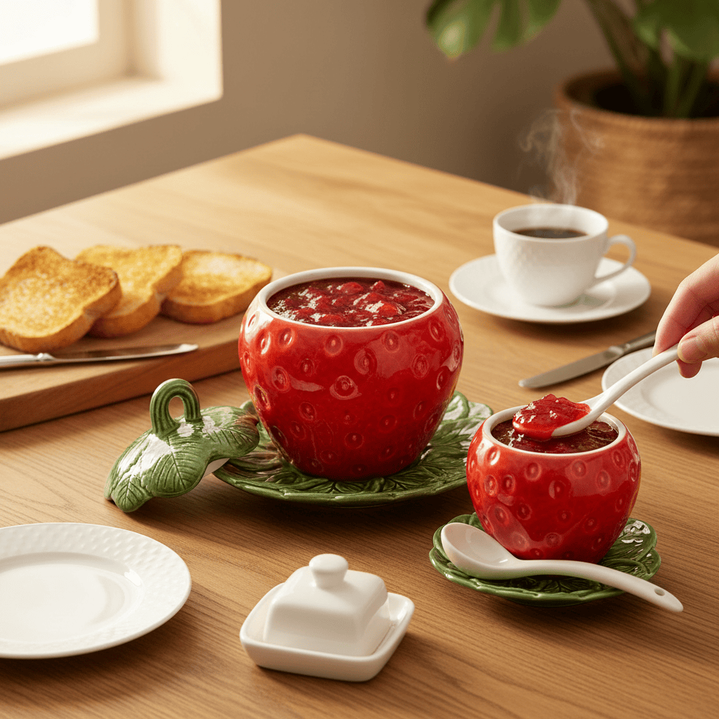 Grand pot en forme de fraise I Vaisselle portugaise Pot en céramique en forme de fraise - 20cm