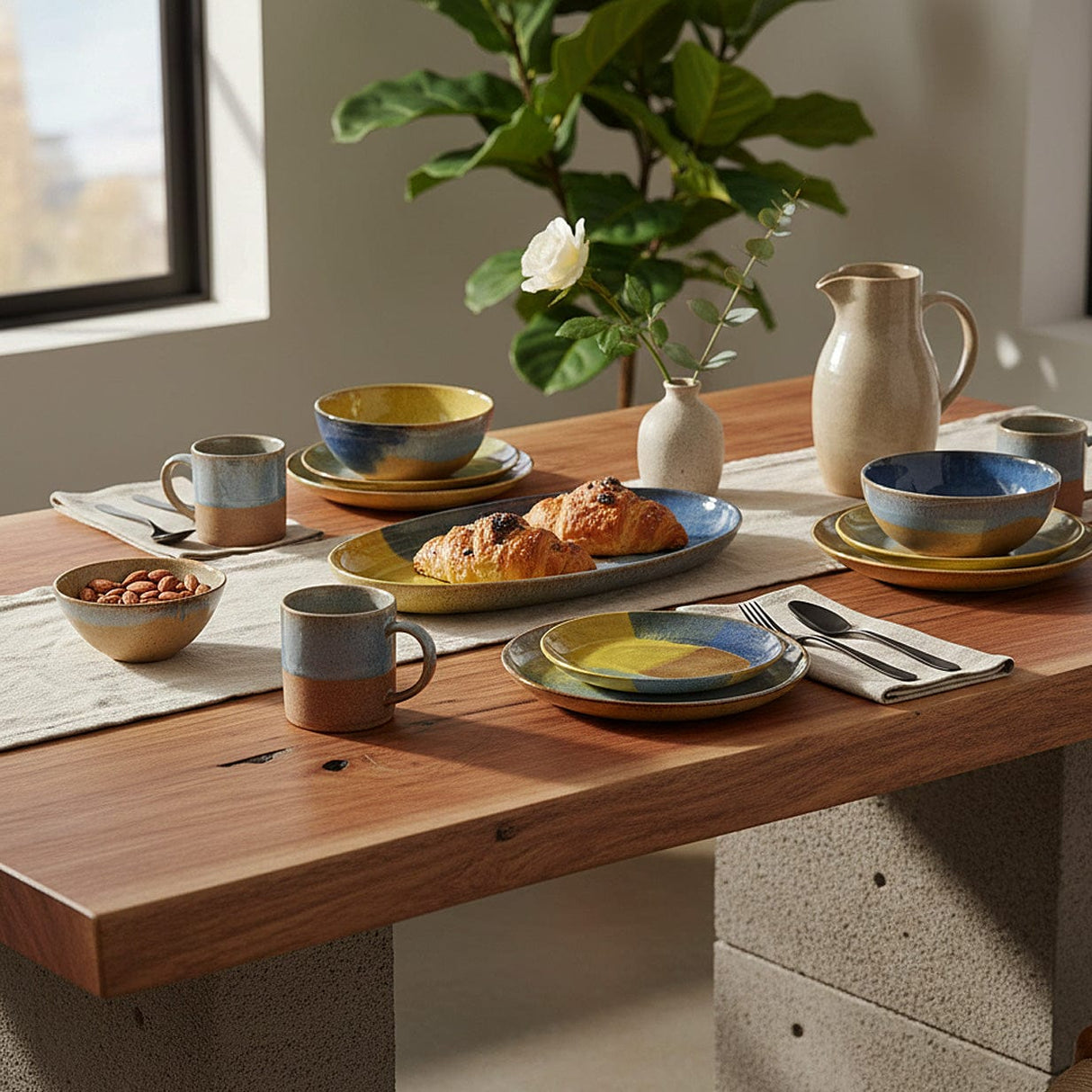 Grand saladier en grès de la collection portugaise Corals Grand bol en grès "Corals"