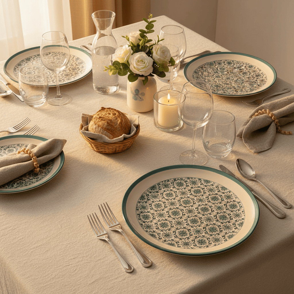 Grande assiette en céramique motifs azulejos verts Assiette en céramique "Padrão" 27cm - Verte