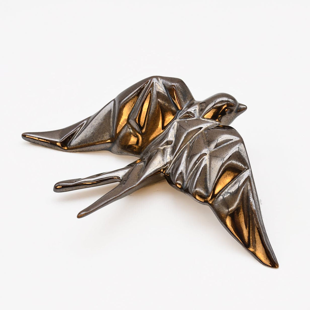 Hirondelle bronze stylisée en céramique I Artisanat portugais Hirondelle stylisée en céramique - Bronze