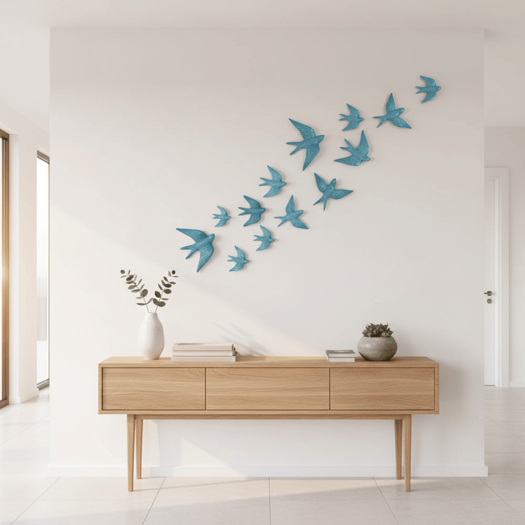 Hirondelle murale en céramique bleu ciel du Portugal Hirondelle en céramique - Turquoise