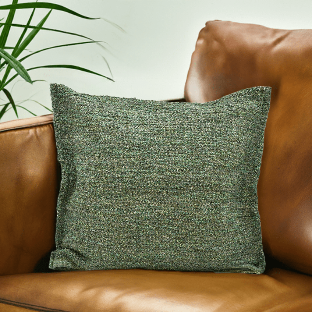 Housse de coussin grise en coton du Portugal Housse de coussin artisanale 60x60 - Vert moyen