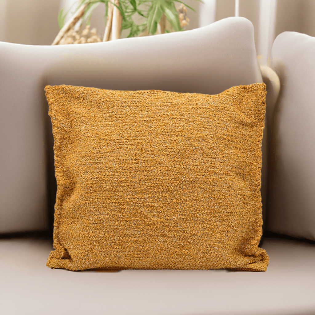 Housse de coussin ocre de grandes dimensions Housse de coussin artisanale 60x60 - Ocre