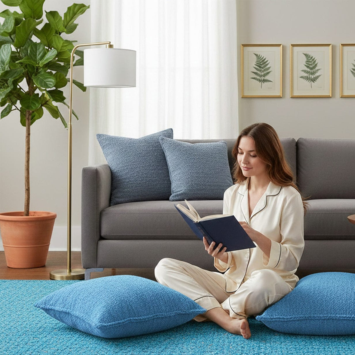 Housse de coussin turquoise de grandes dimensions Housse de coussin artisanale 60x60 - Turquoise