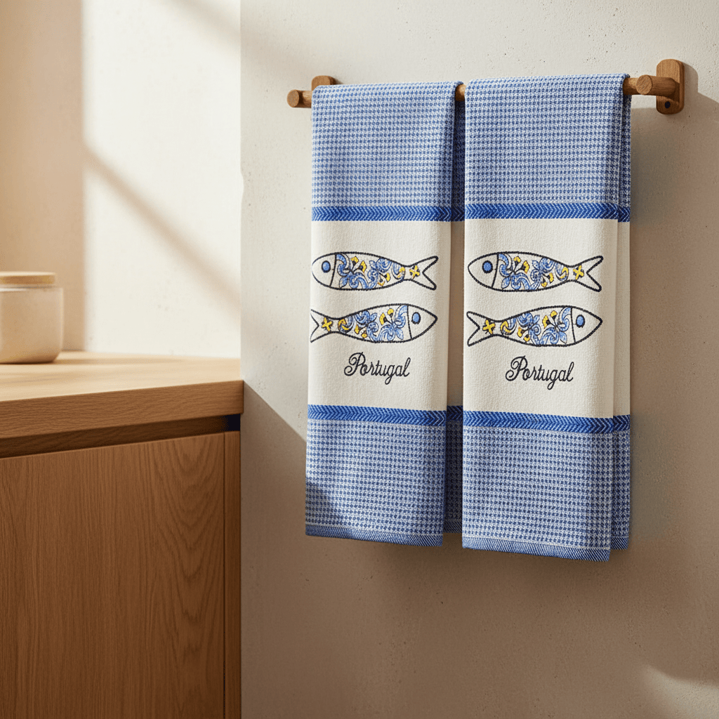 Lot de torchons de cuisine coton Torchon de cuisine "Sardinhas" - Lot de 2