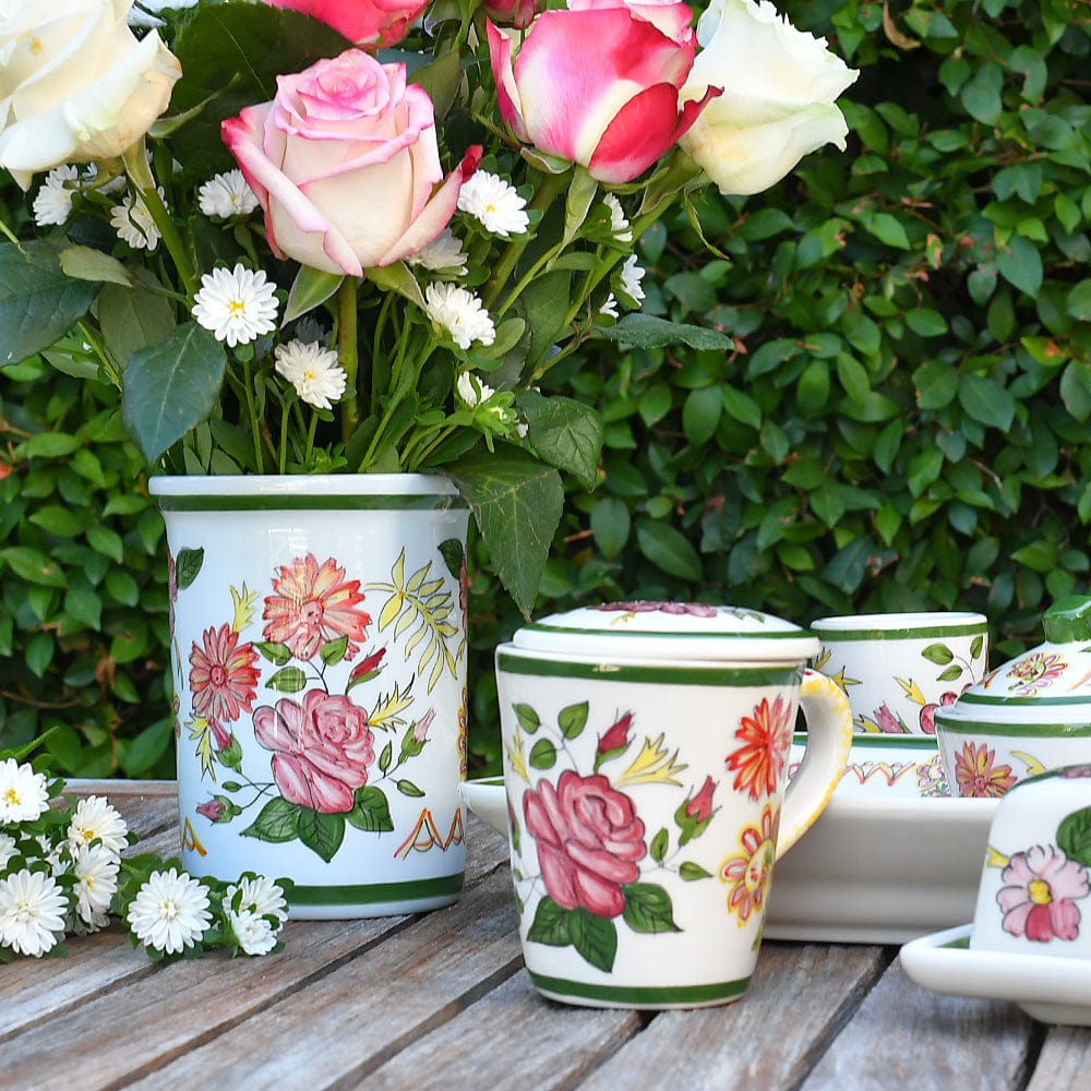 Mug à couvercle en céramique peinte à la main au nord du Portugal Mug à couvercle en céramique "Viana"