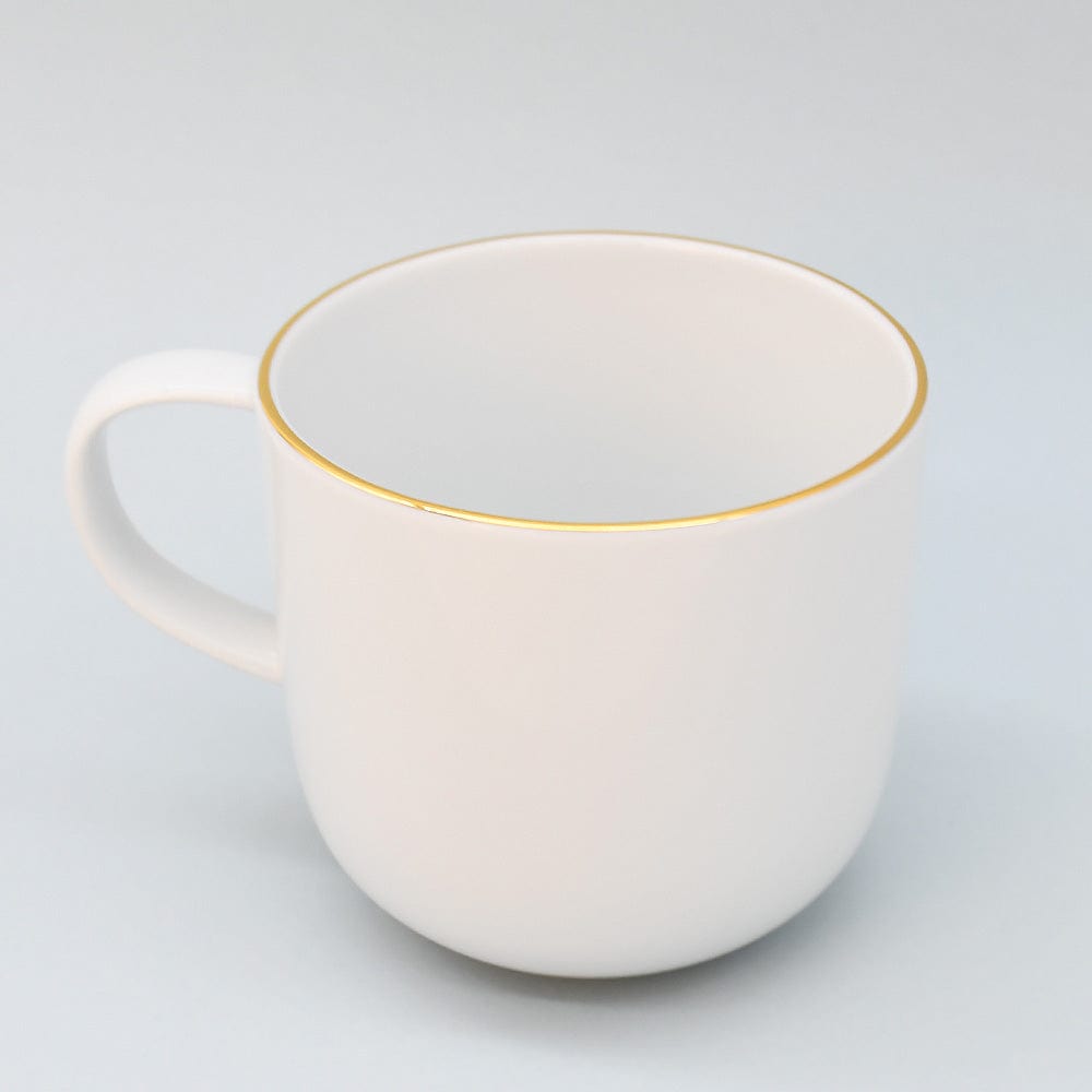 Mug en porcelaine blanche à bord doré – Fabriquée au Portugal Mug en porcelaine "Resonance"