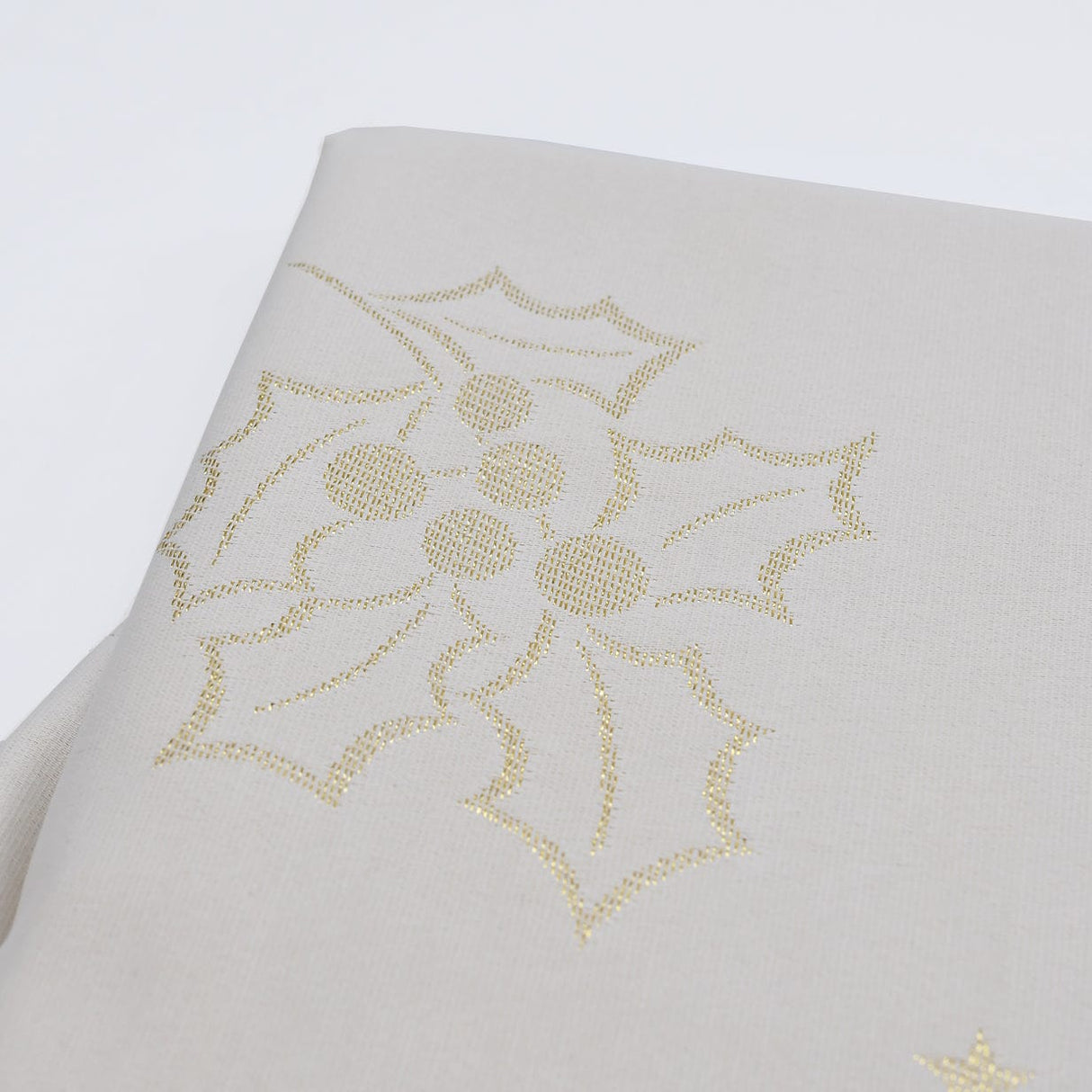 Nappe beige Festive Argentée – Élégance Portugaise & Entretien Facile Nappe en coton "Festas" - Beige