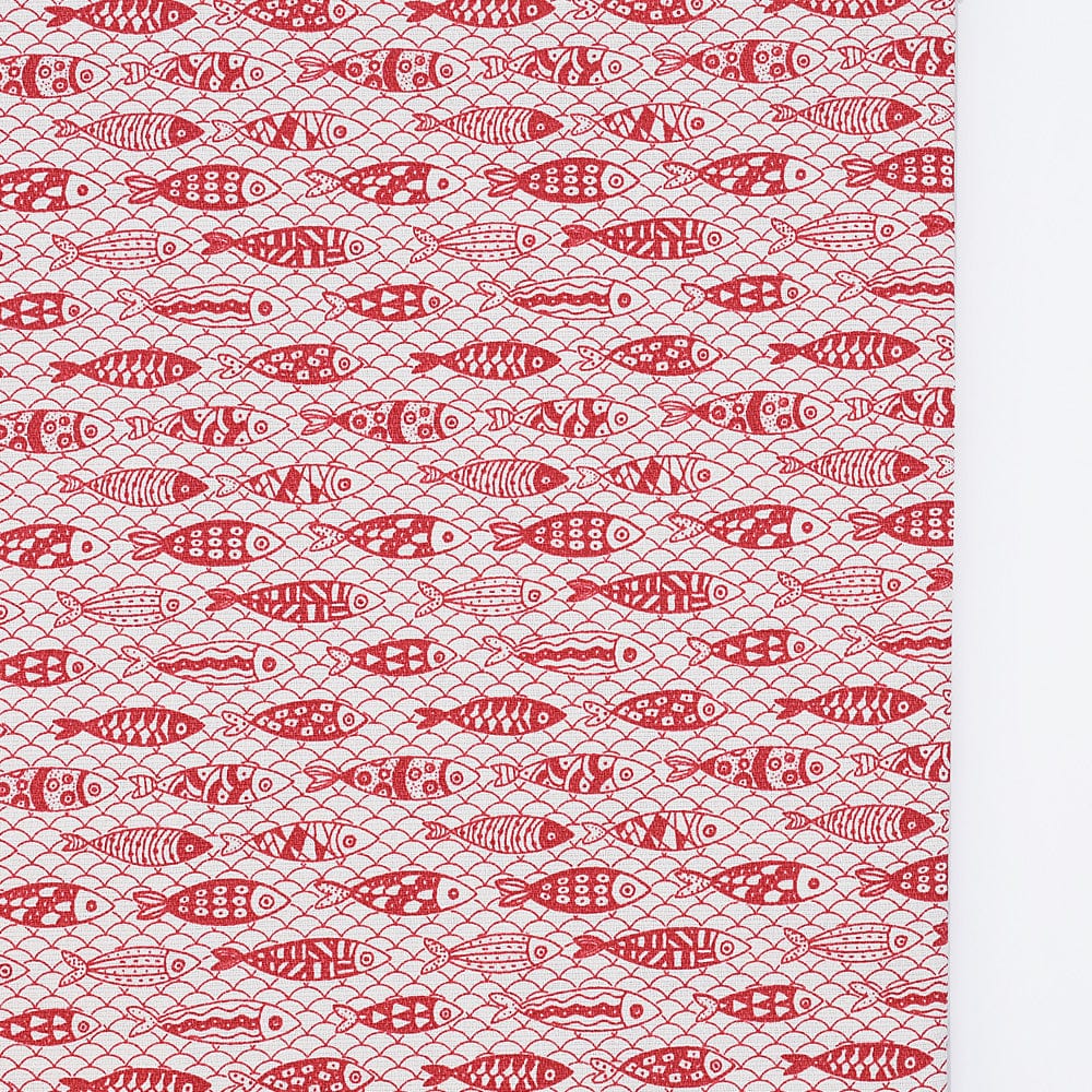 Nappe portugaise en coton motifs sardines rouge Nappe en coton "Sardinhas" - Rouge