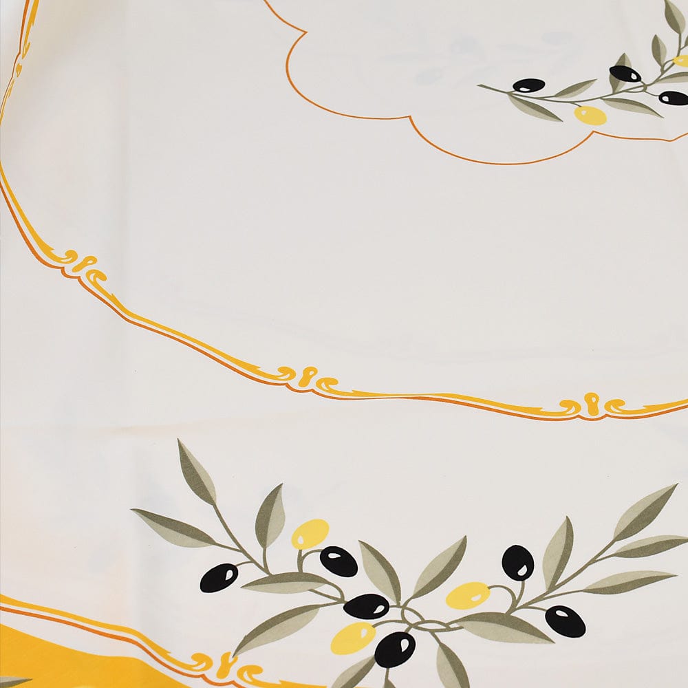 Nappe portugaise jaune motifs oliviers – Coton & polyester facile à entretenir Nappe en coton "Azeitona" - Jaune