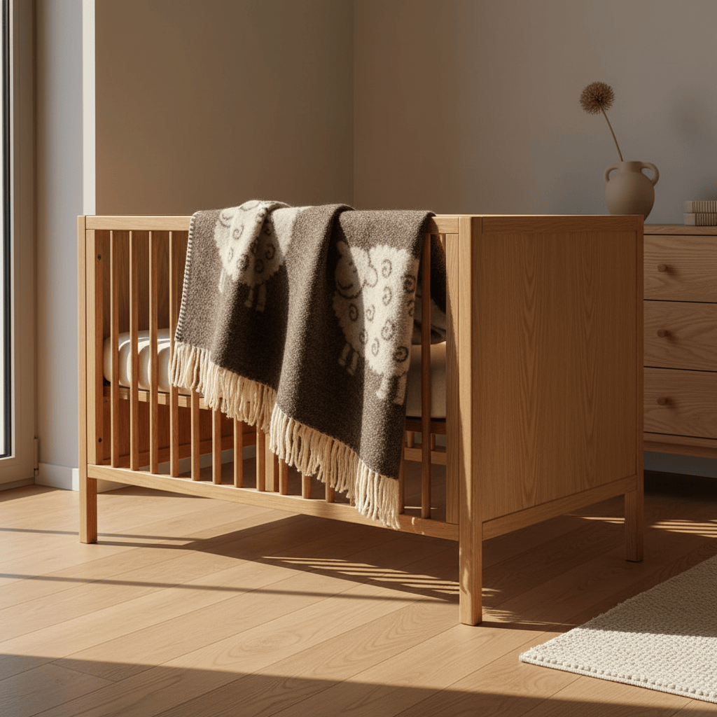 Plaid en pure laine vierge marron pour chambre d'enfant Plaid enfant en laine - Marron